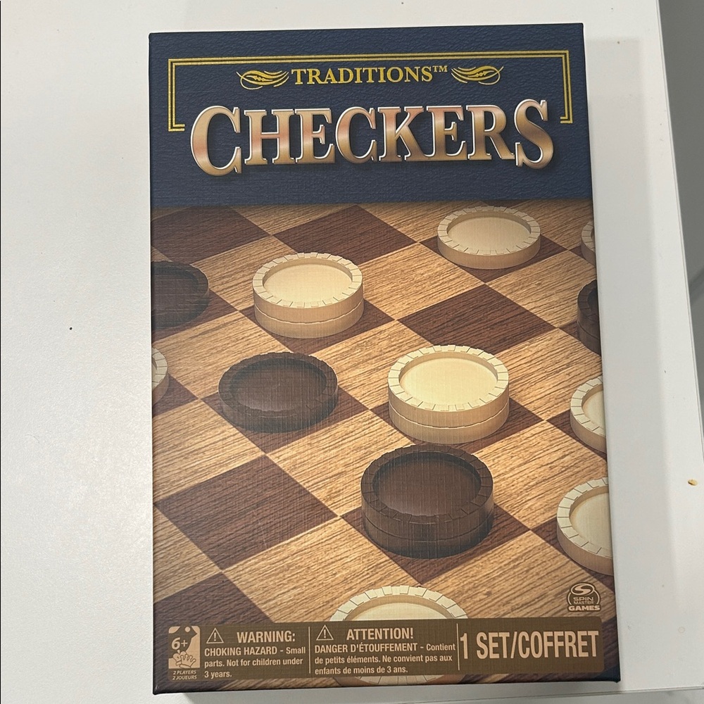 Checkers Game Set - Brown and Cream